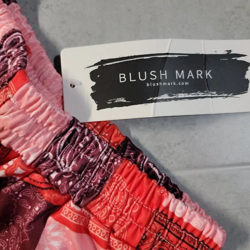 Blush Mark Womens Orange Paisley Elastic Waist Stretch Bermuda Shorts XS